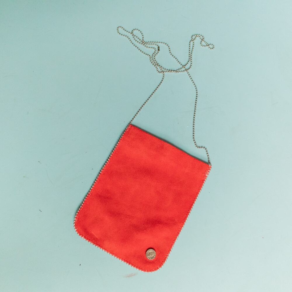 Leatherock USA Red Chain Handle Crossbody Leather Suede Mini Bag